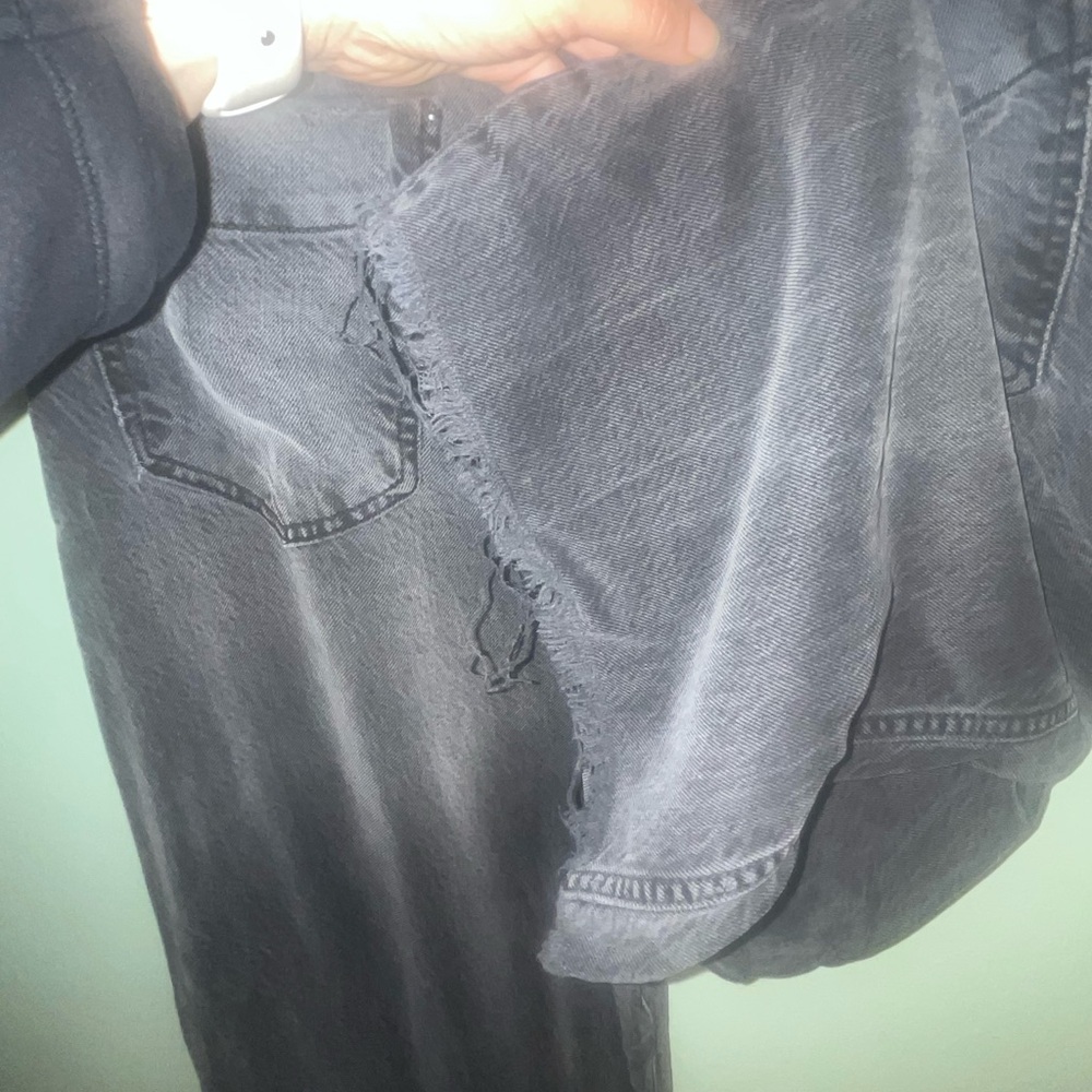 Free People Old West Slouchy Wide Leg Jeans 25 Gray Distressed - Picture 8 of 11